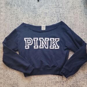 PINK Victoria's Secret Off-Shoulder Navy Sweater